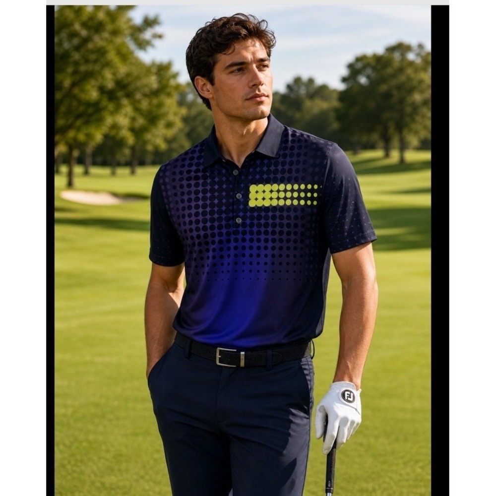 Jamie Sadock Polo Shirt Mens Size XXL Golf Blue Geometric Waikoloa Performance